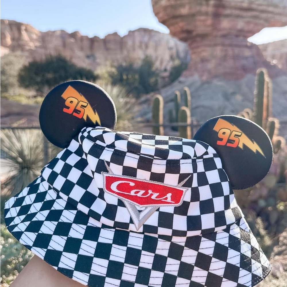 Disney Inspired Cars Black and White Racing Checkered Hat with Mickey Mouse Ears